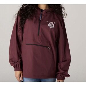 Charles‎ River Pack N Go Pullover Windbreaker Hoodie Harvard Burgundy Unisex XS